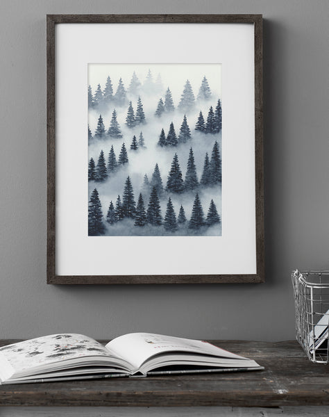 Blue Trees Above the Fog II - Art Print