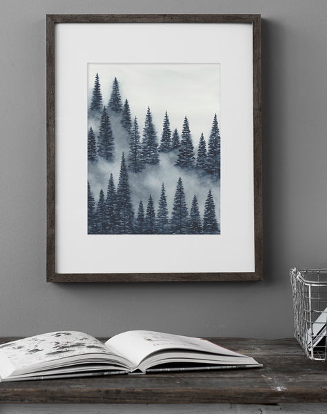Blue Trees Above the Fog I - Art Print