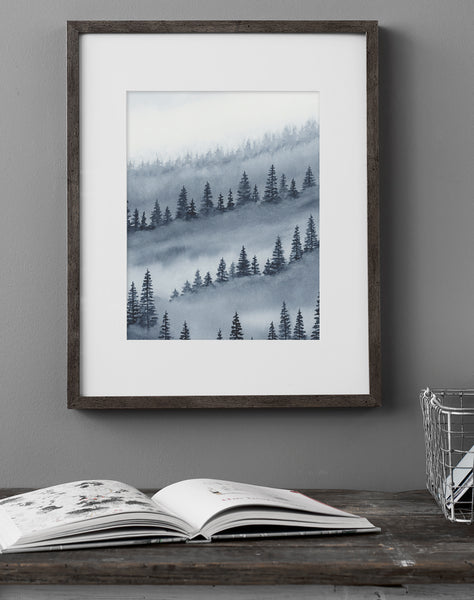 Blue Trees Above the Fog III - Art Print