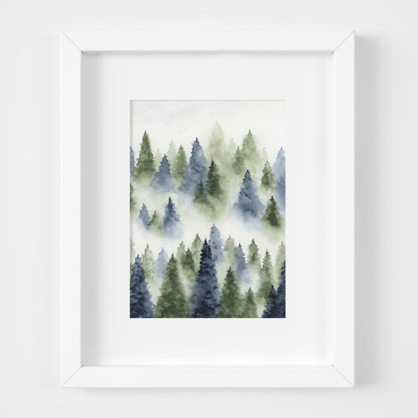 Foggy Forest Blue and Green I - Original Art