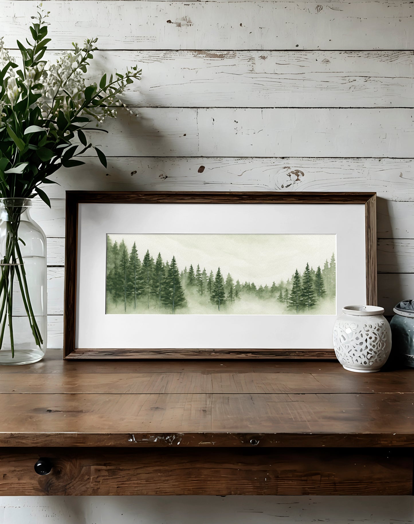 Foggy Forest Green IV - Art Print