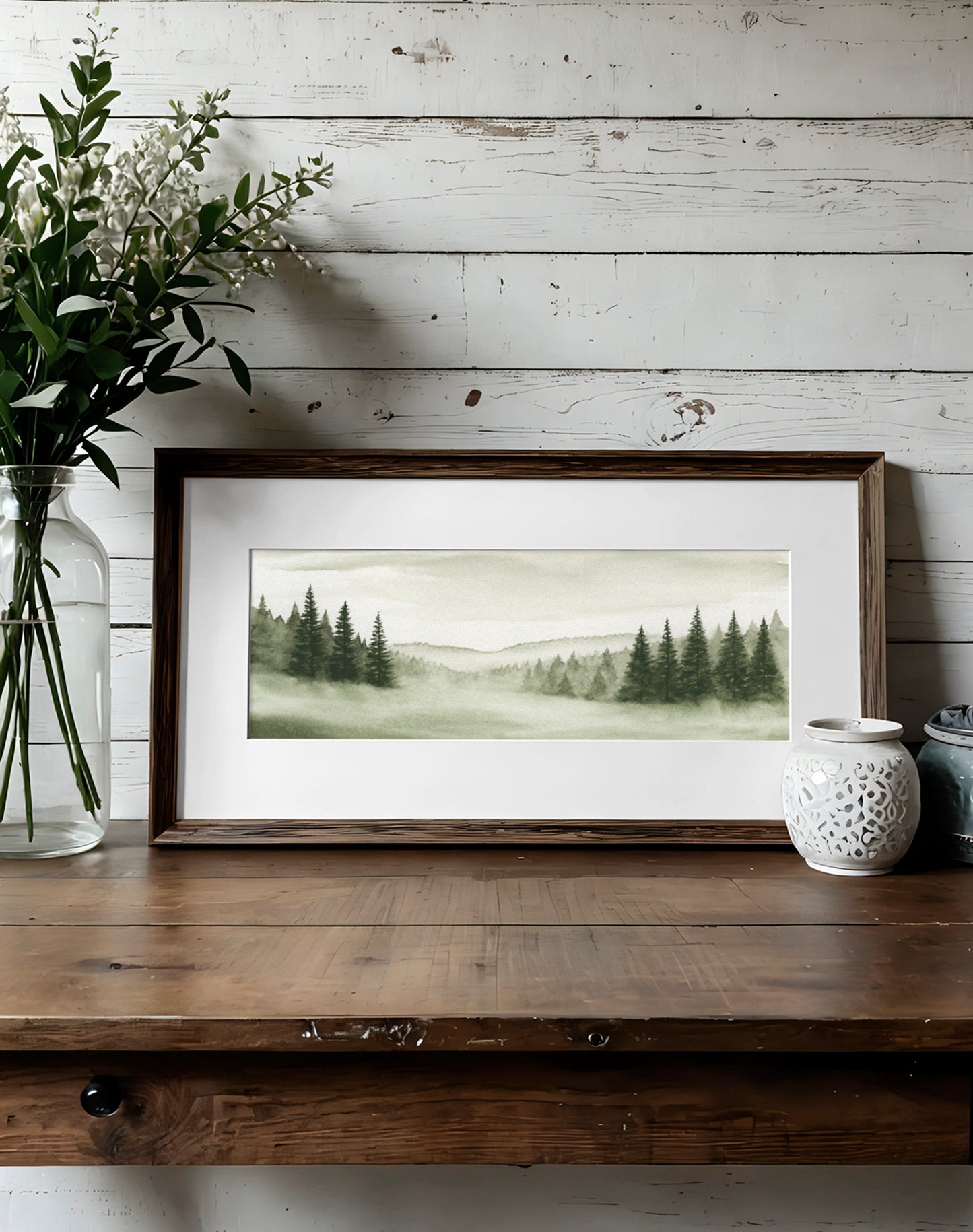 Foggy Forest Green V - Art Print