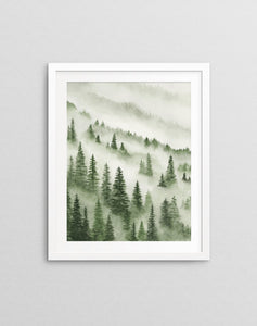 Green Trees Above the Fog I - Art Print