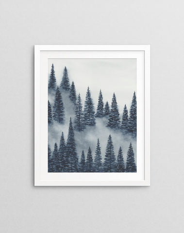 Blue Trees Above the Fog I - Art Print