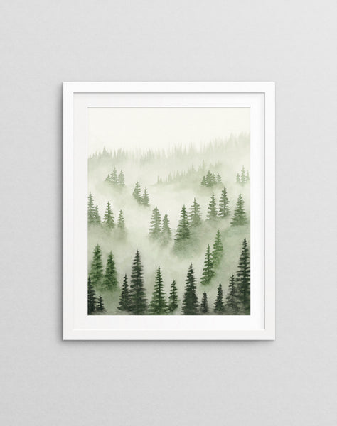 Green Trees Above the Fog III - Art Print