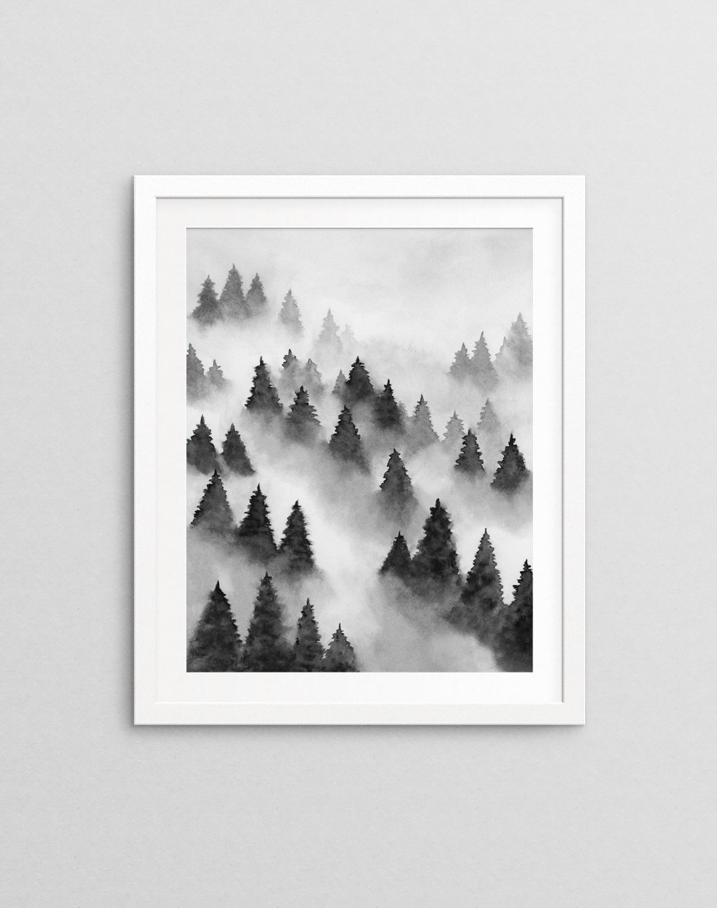 Foggy Forest Black - Art Print