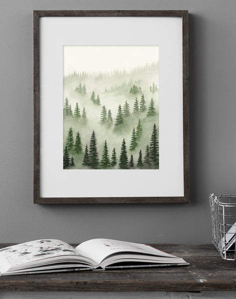 Green Trees Above the Fog III - Art Print