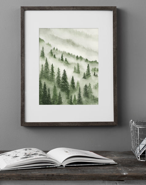 Green Trees Above the Fog I - Art Print