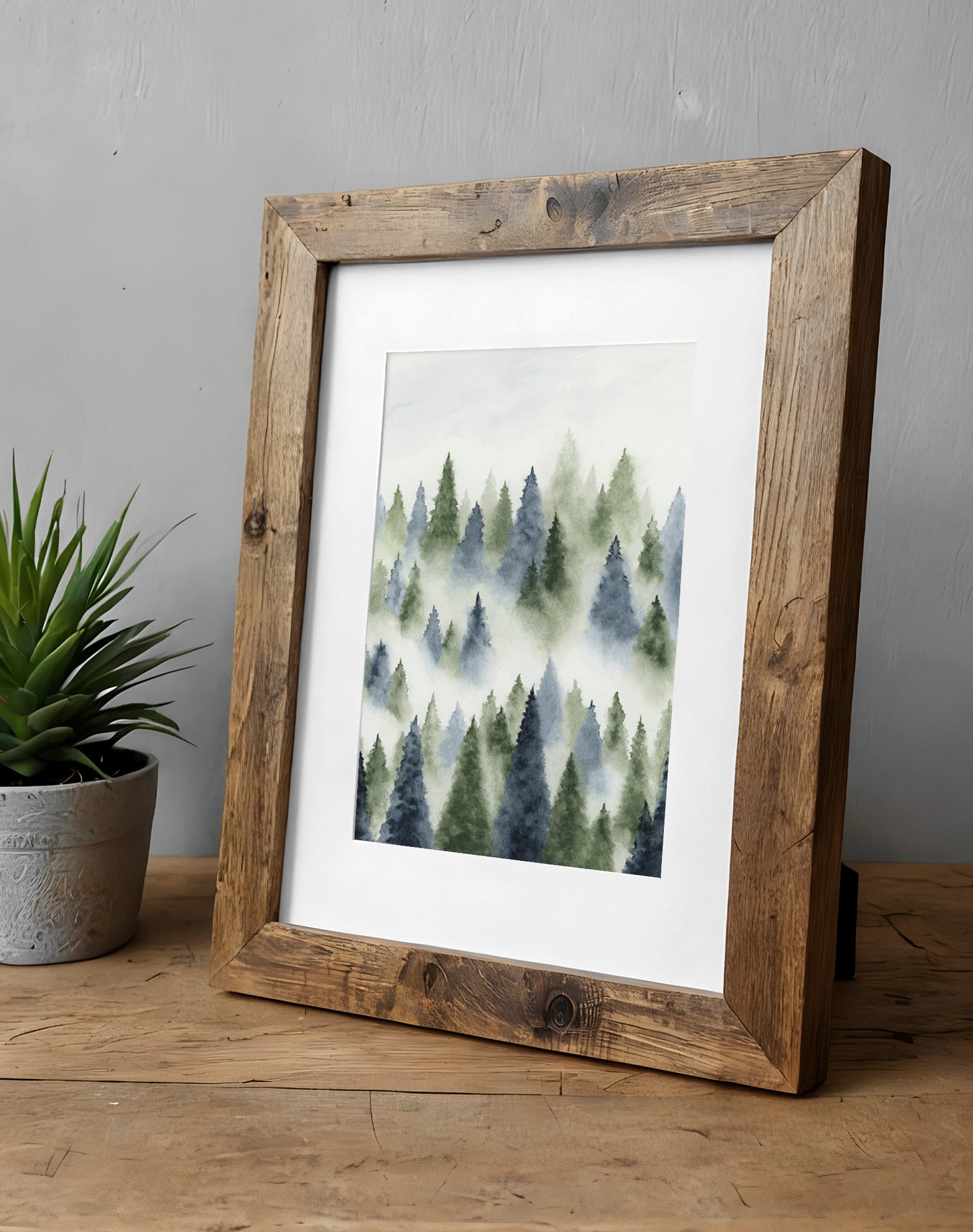 Foggy Forest - Blue & Green - Art Print