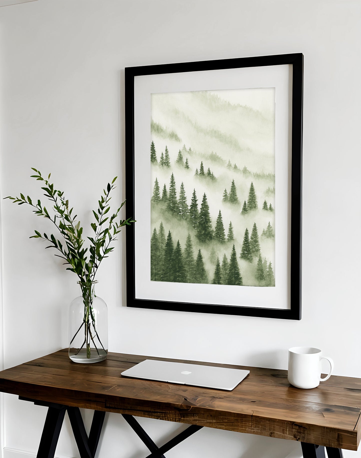 Foggy Forest Green I - Art Print