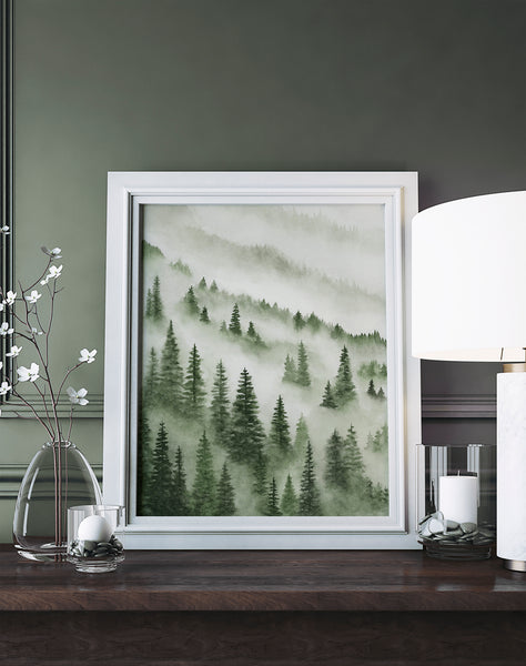 Green Trees Above the Fog I - Art Print