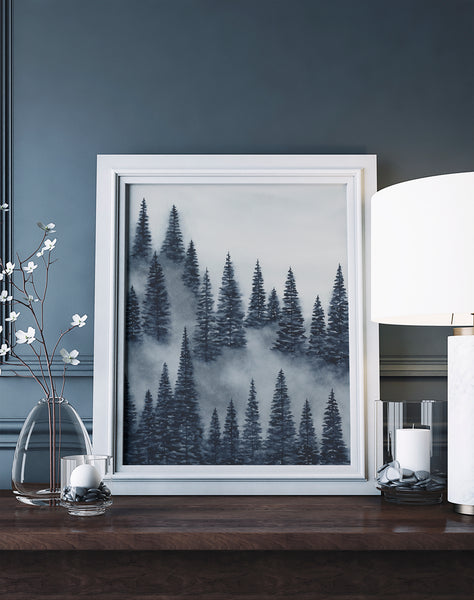 Blue Trees Above the Fog I - Art Print