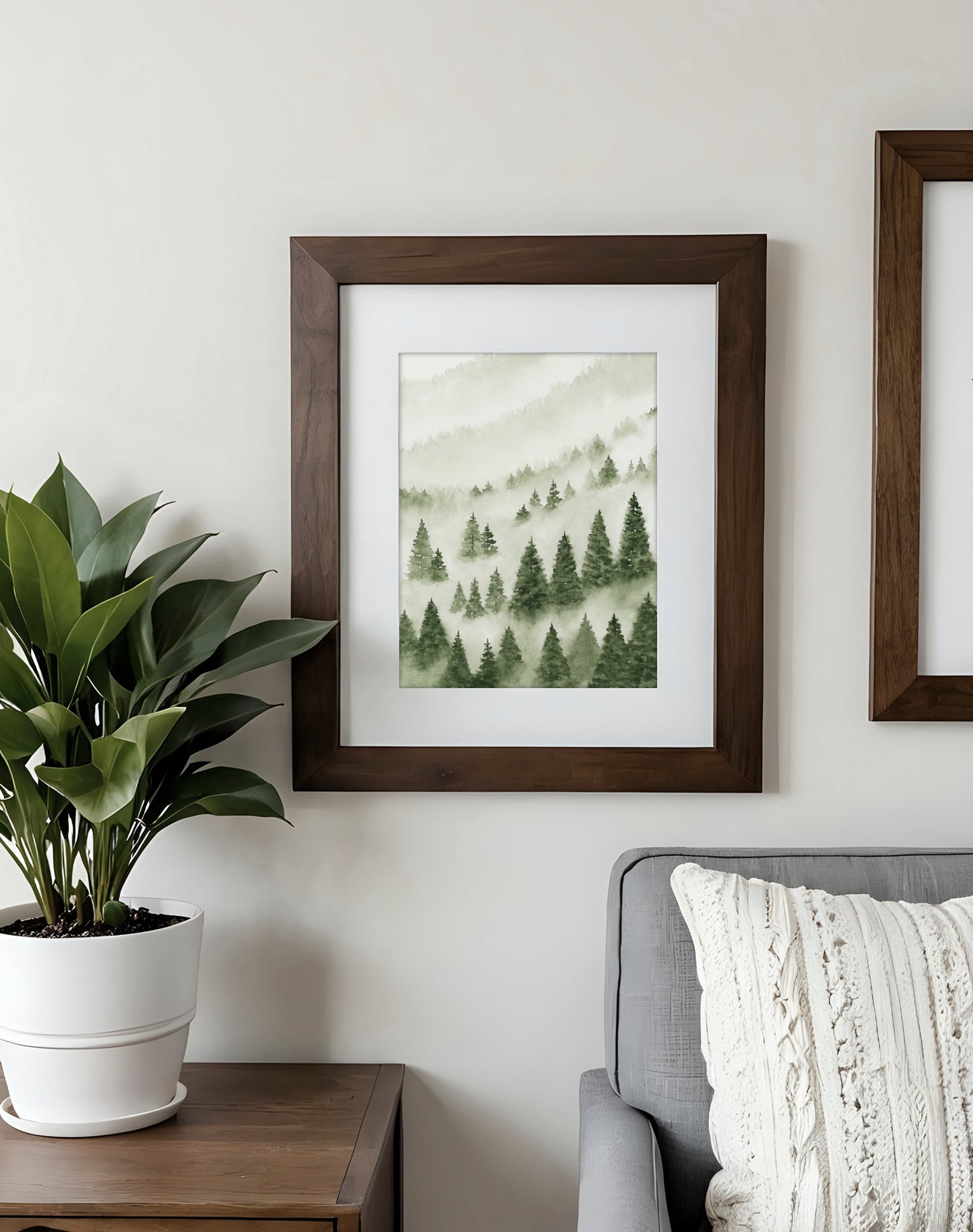 Foggy Forest Green III - Art Print