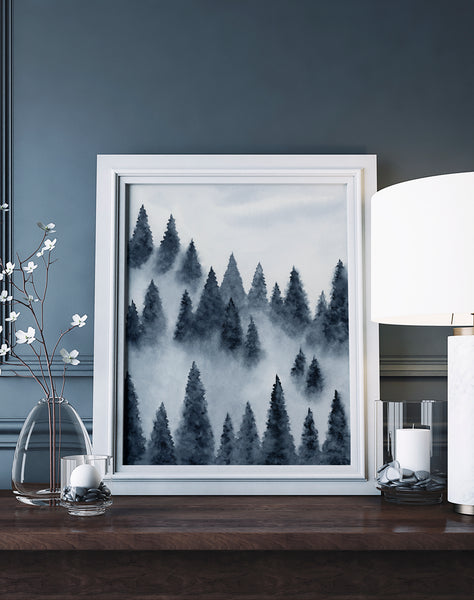 Foggy Forest Blue - Art Print