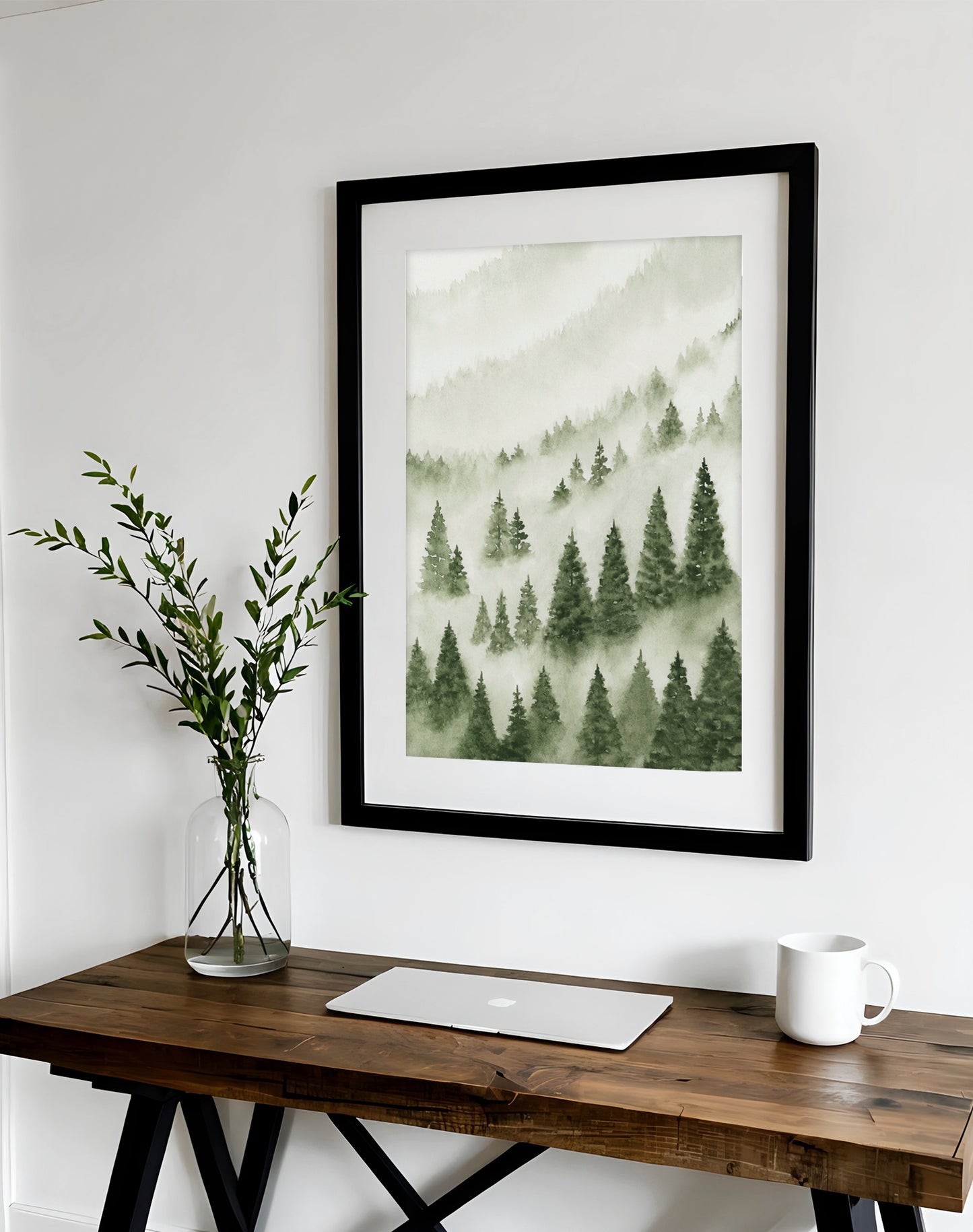 Foggy Forest Green III - Art Print