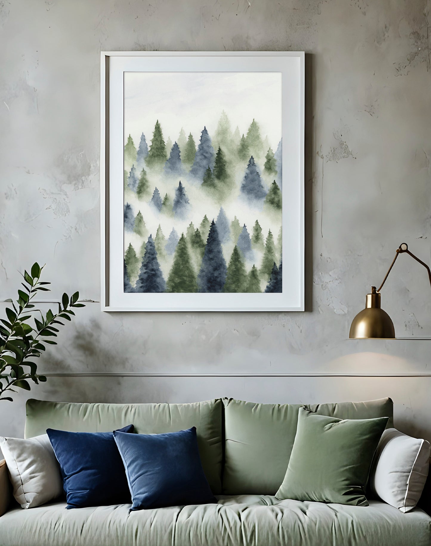 Foggy Forest - Blue & Green - Art Print