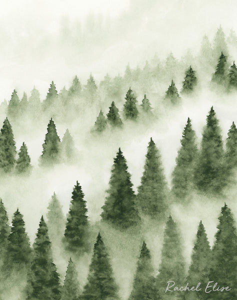 Foggy Forest Green - Art Print