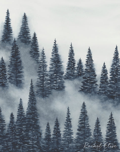 Blue Trees Above the Fog I - Art Print