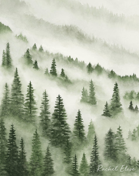 Green Trees Above the Fog I - Art Print