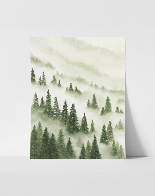 Foggy Forest Green I - Art Print