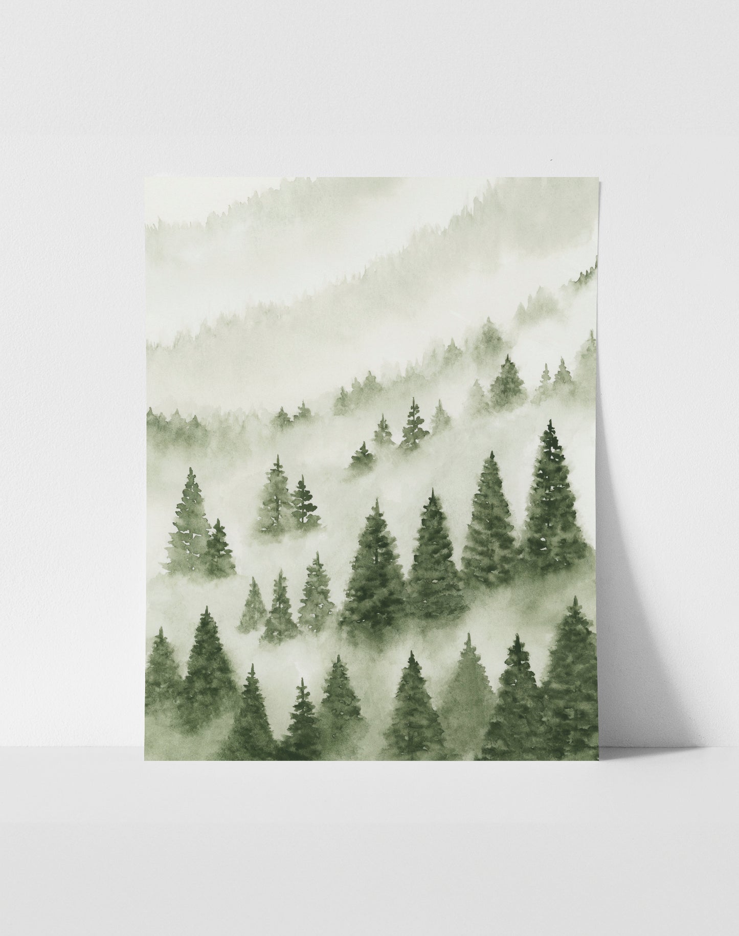 Foggy Forest Green III - Art Print