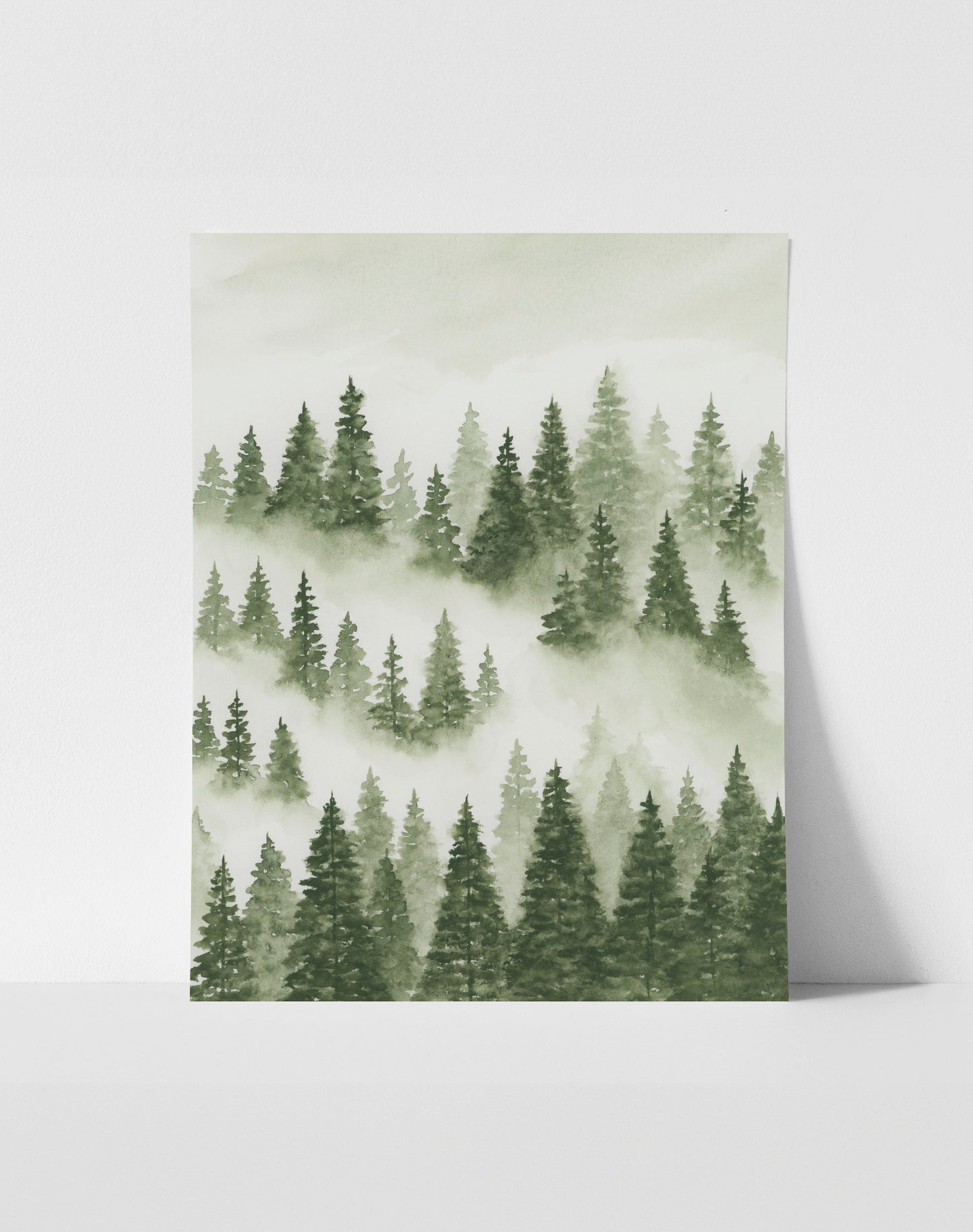 Foggy Forest Green II - Art Print