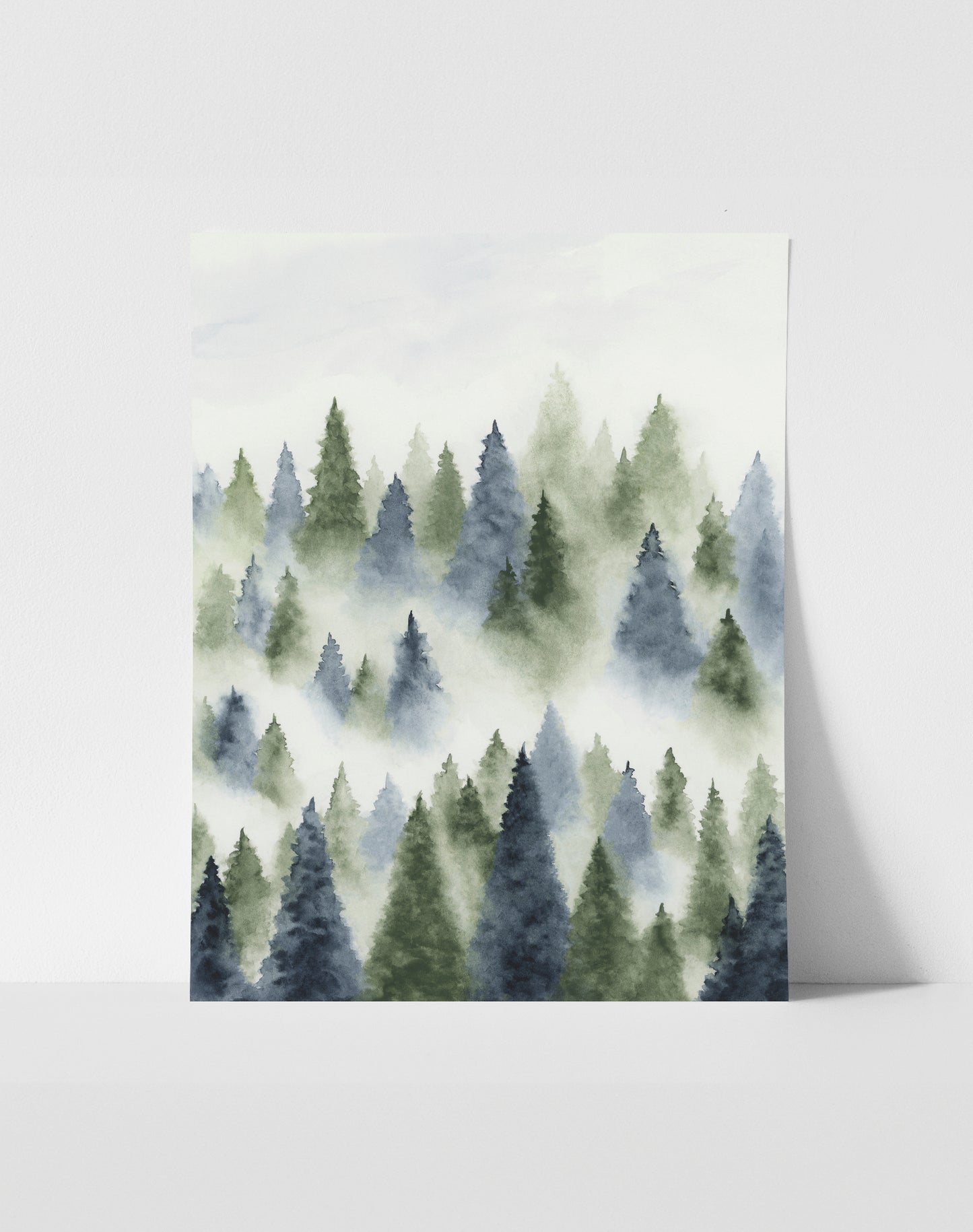 Foggy Forest - Blue & Green - Art Print