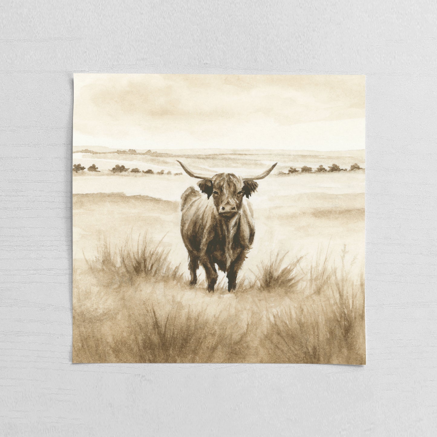 Brown Highland Cow I - Mini