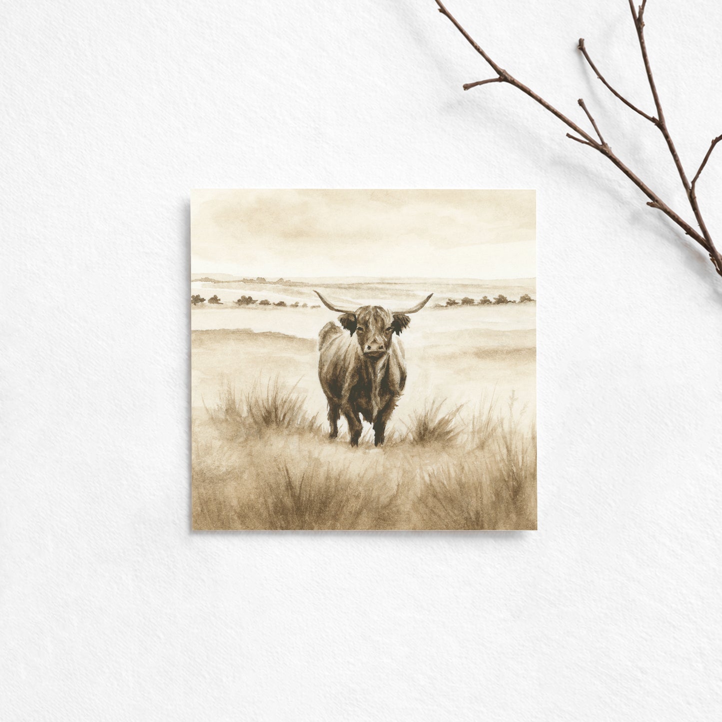 Brown Highland Cow I - Mini
