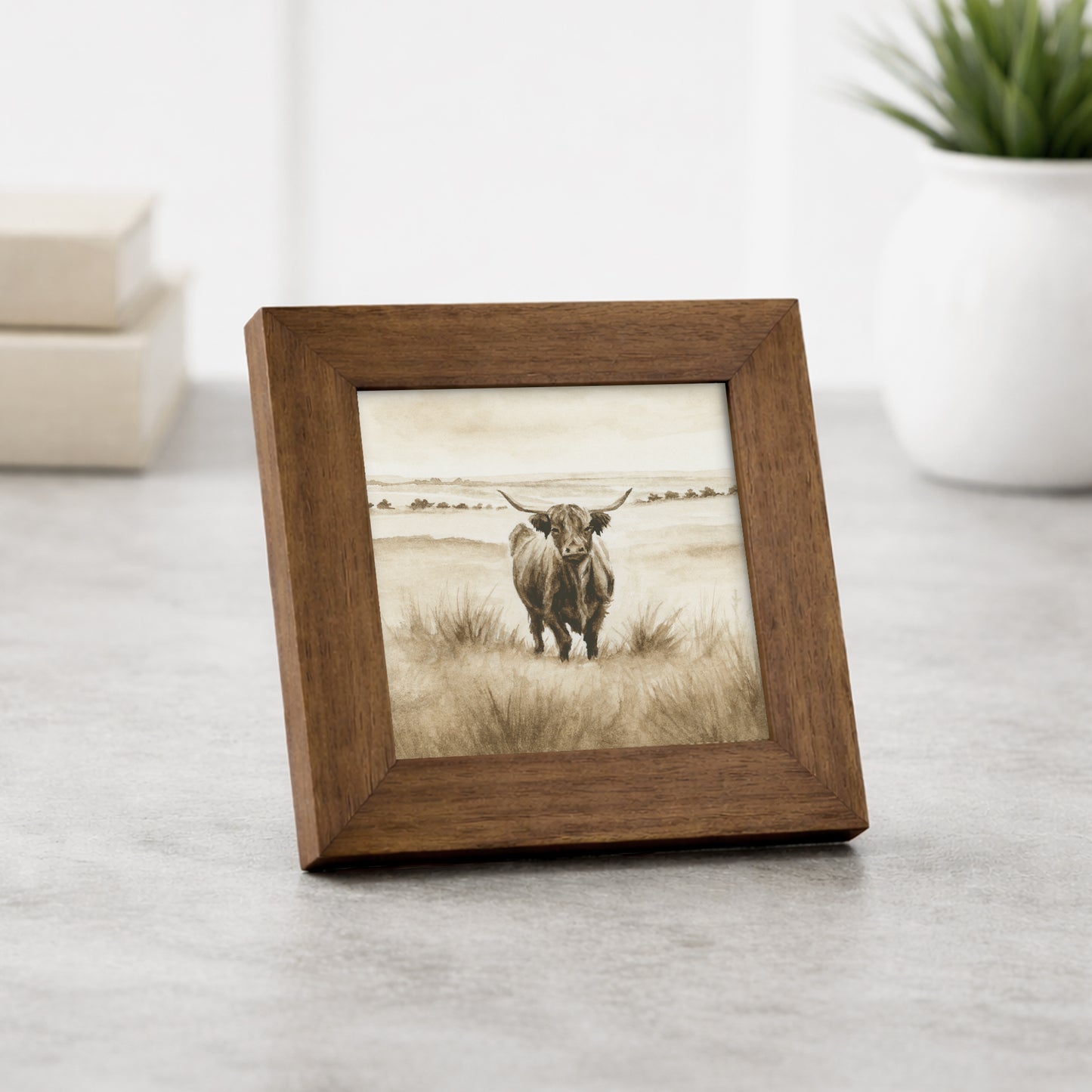 Brown Highland Cow I - Mini