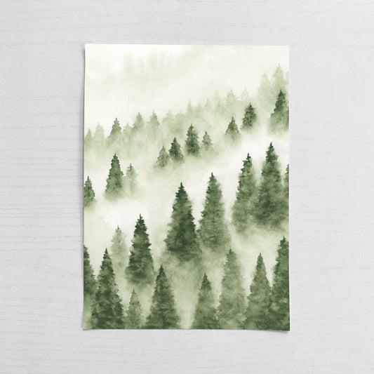 Foggy Forest Green III - Original Art