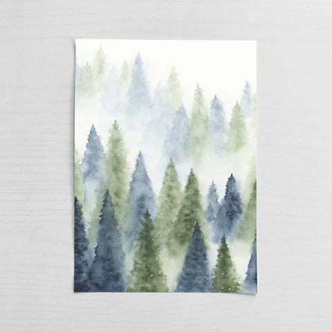Foggy Forest Blue and Green II- Original Art