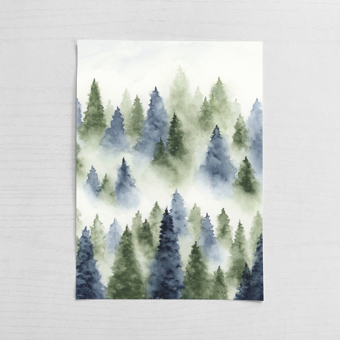Foggy Forest Blue and Green I - Original Art