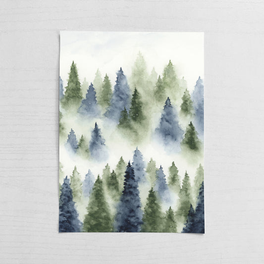 Foggy Forest Blue and Green I - Original Art