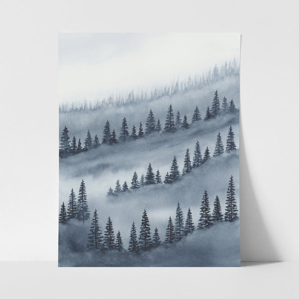 Blue Trees Above the Fog I, II, III - Art Prints Set of Three