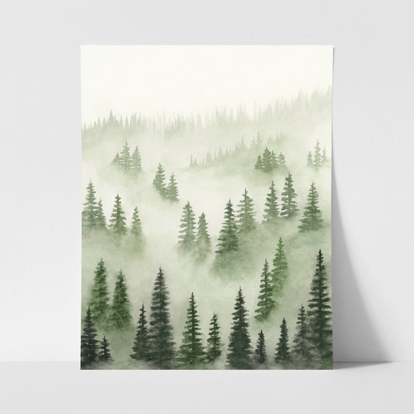 Green Trees Above the Fog I, II, III - Art Prints Set of Three