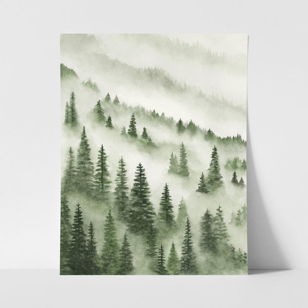 Green Trees Above the Fog I, II, III - Art Prints Set of Three