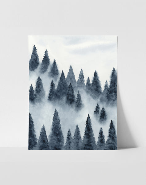 Foggy Forest Blue - Art Print