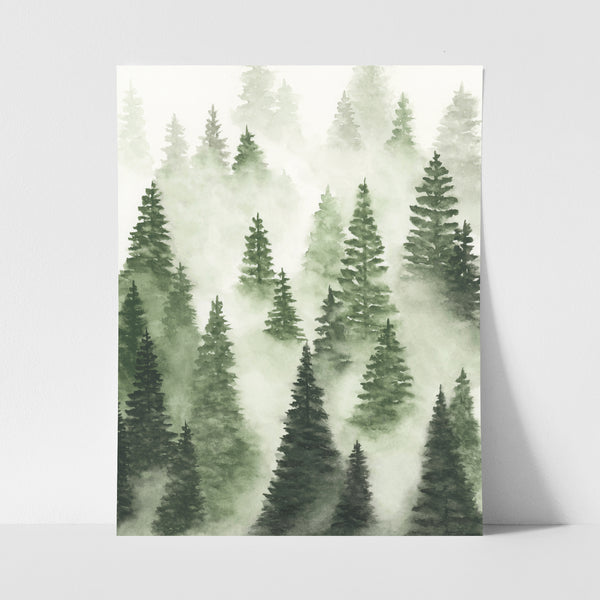Green Trees Above the Fog I, II, III - Art Prints Set of Three