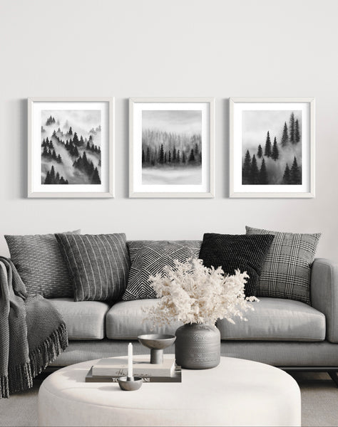 Trees Above the Fog I, II, III - Art Prints Set of Three