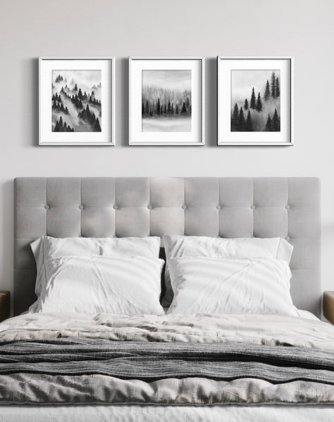 Trees Above the Fog I, II, III - Art Prints Set of Three