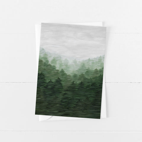 Green Foggy Trees - Greeting Card
