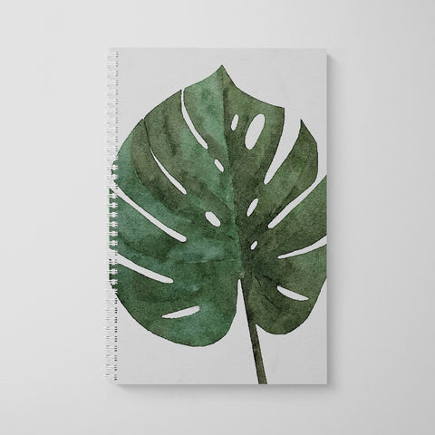 Spiral Notebook - Monstera Leaf Green