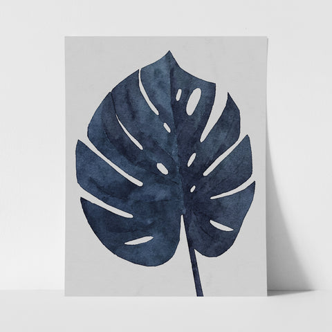 Monstera Leaf Blue - Art Print