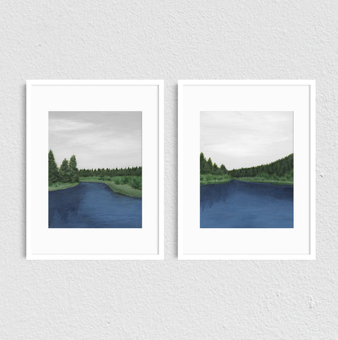 Deschutes River Bend I & II - Art Prints Set of Two