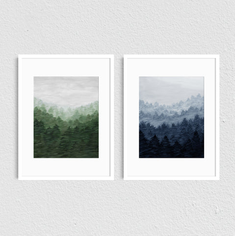 Foggy Trees - Art Prints Set of Two