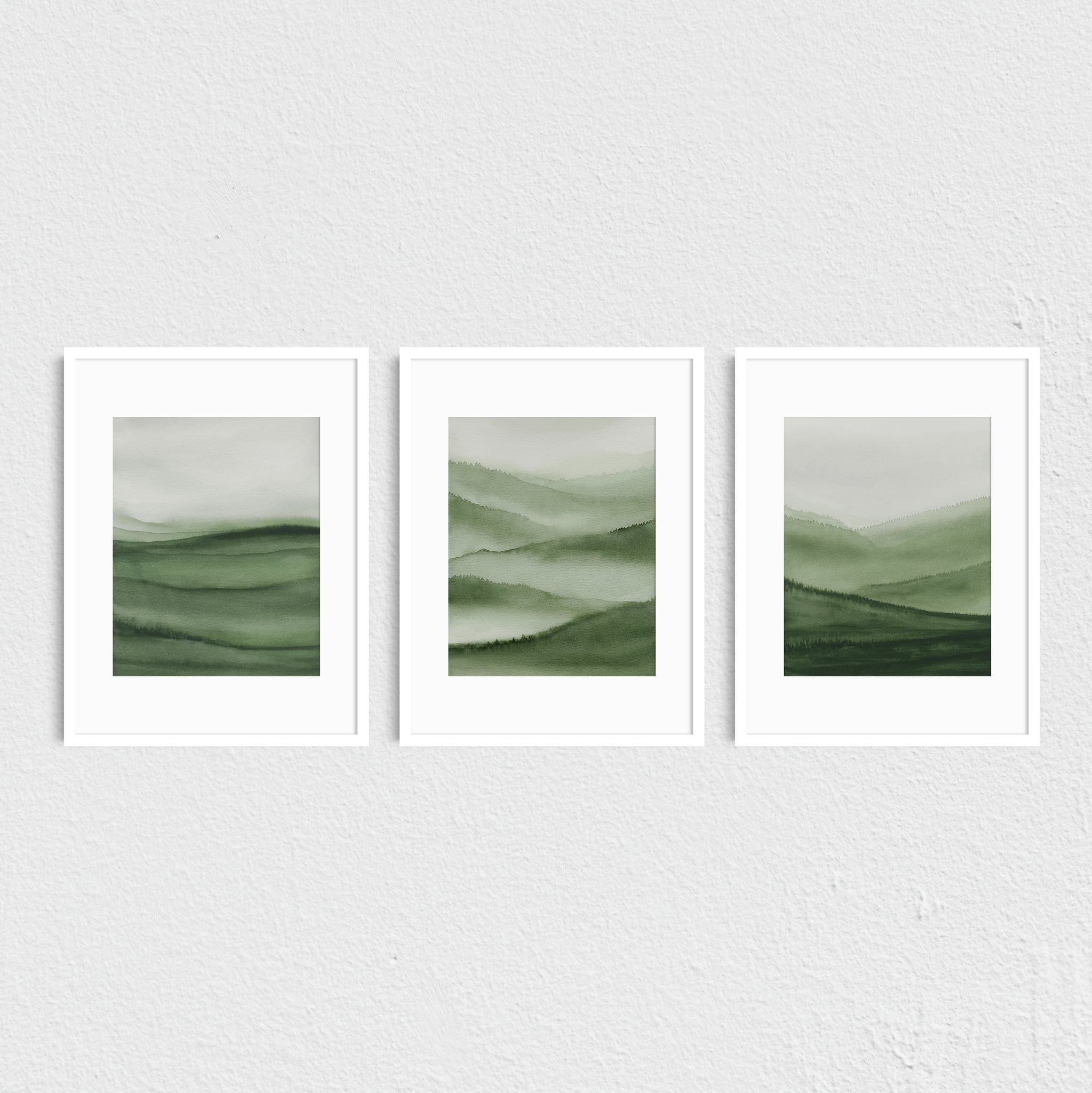 Green Valley I, II, & III- Art Prints Set of Three