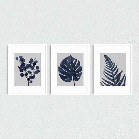 Botanicals in Blue - Art Prints Set of Three